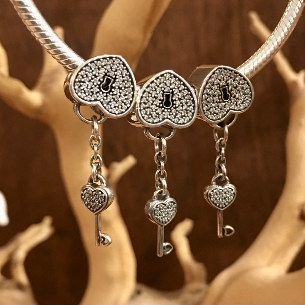 Set of 3 PANDORA 🔐❤️ “Lock Of Love” Charms